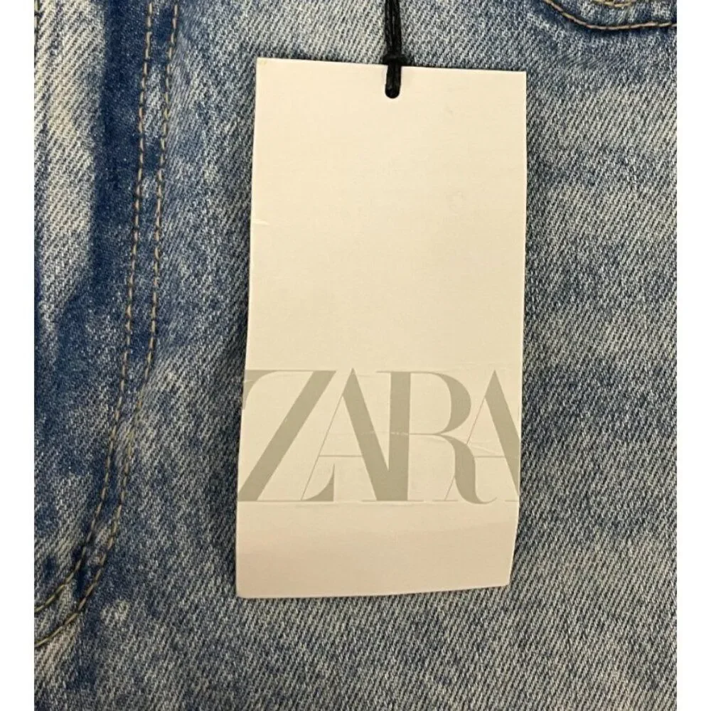 Zara Womens Mom Fit Jeans EU 42 US 10 Washed Effect slim leg Denim 8197/231 NWT